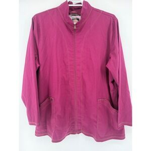 Dickies Women's 3XL Full Zip Front Jacket Wine Colored Pockets Camo Lining